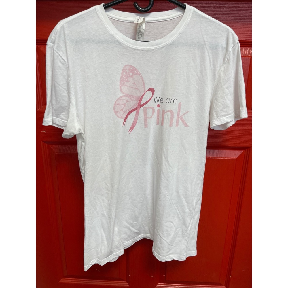 Threadfast Apparel We Are Pink Breast Cancer Awareness Butterfly Tee White M